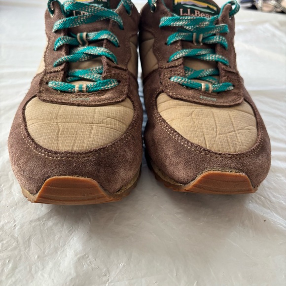 NWOT L. L. Bean Katahdin trail suede mesh Shoes - Beige brown turquoise SZ 11 M - Picture 5 of 13